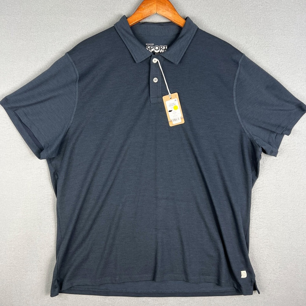 Marine Layer Air Polo Shirt Mens 2XL Blue Lightweight Stretch Comfort Active
